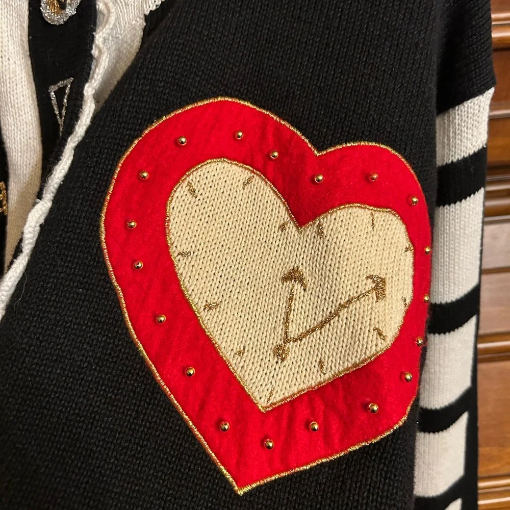 NWT Berek Embroidered & Embellished Vintage Clock/Heart Cardigan/Sweater Size M - Picture 10 of 13